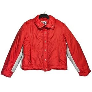 Vtg 70s Ski Jacket Coat Mens  Sz XL Suffer Down Beconta 80s Red Gray Color Block